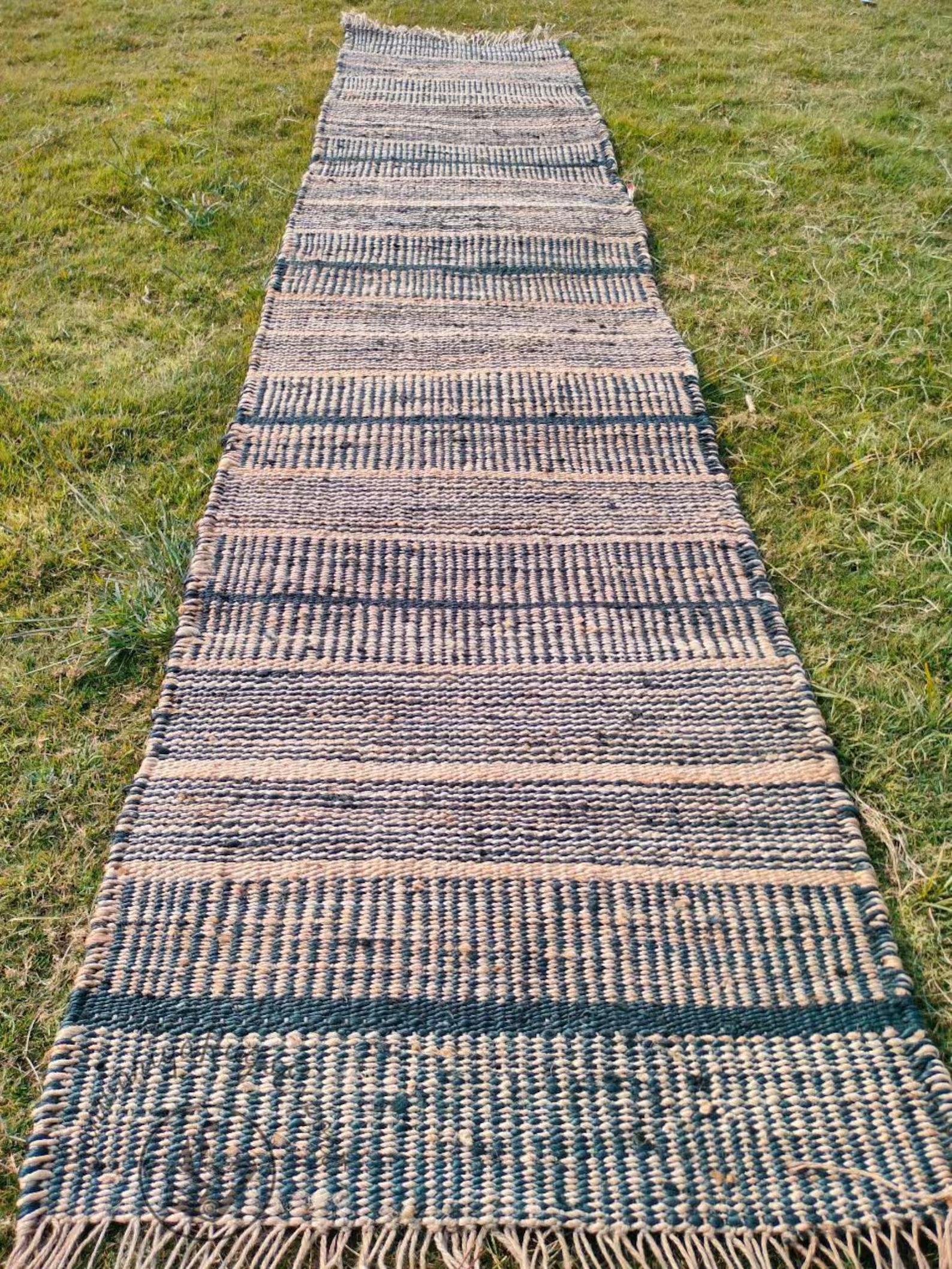 Handmade Hemp Jute Rug Runner for Natural and Boho Interiors