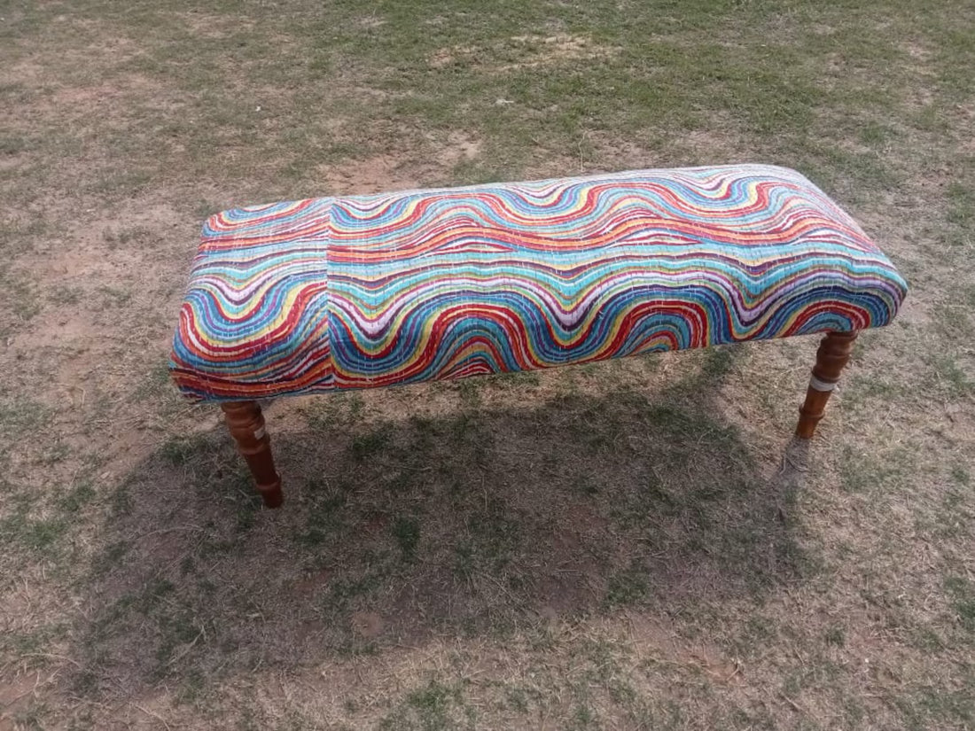 Kilim Bench – Handmade Turkish Rug Upholstered Wooden Bench