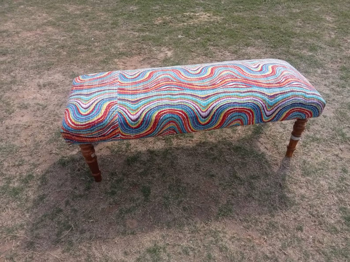 Kilim Bench – Handmade Turkish Rug Upholstered Wooden Bench