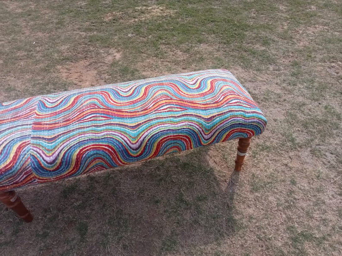Kilim Bench – Handmade Turkish Rug Upholstered Wooden Bench