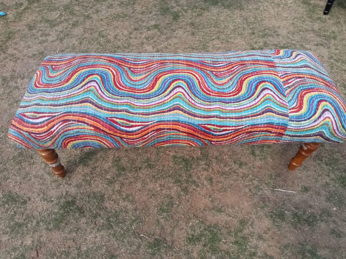 Kilim Bench – Handmade Turkish Rug Upholstered Wooden Bench