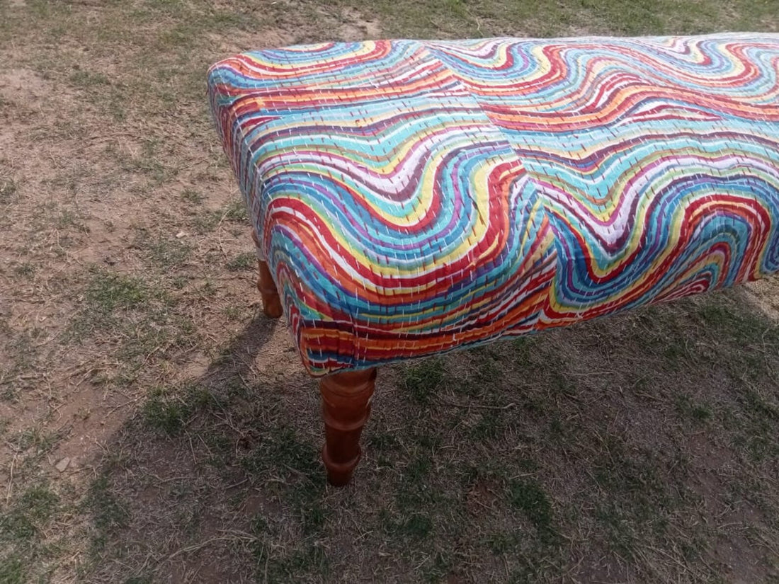 Kilim Bench – Handmade Turkish Rug Upholstered Wooden Bench