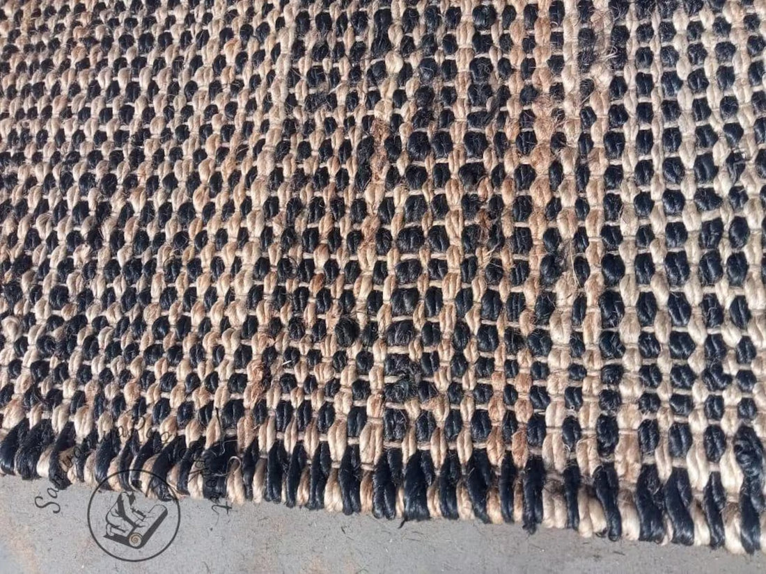 Natural Black Jute Hemp Runner Rug for Stairs and Hallways