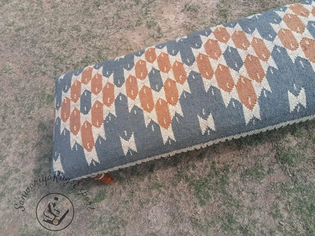 Kilim Bench – Wood Work Bench | Ottoman Bench | Turkish Rug Bench