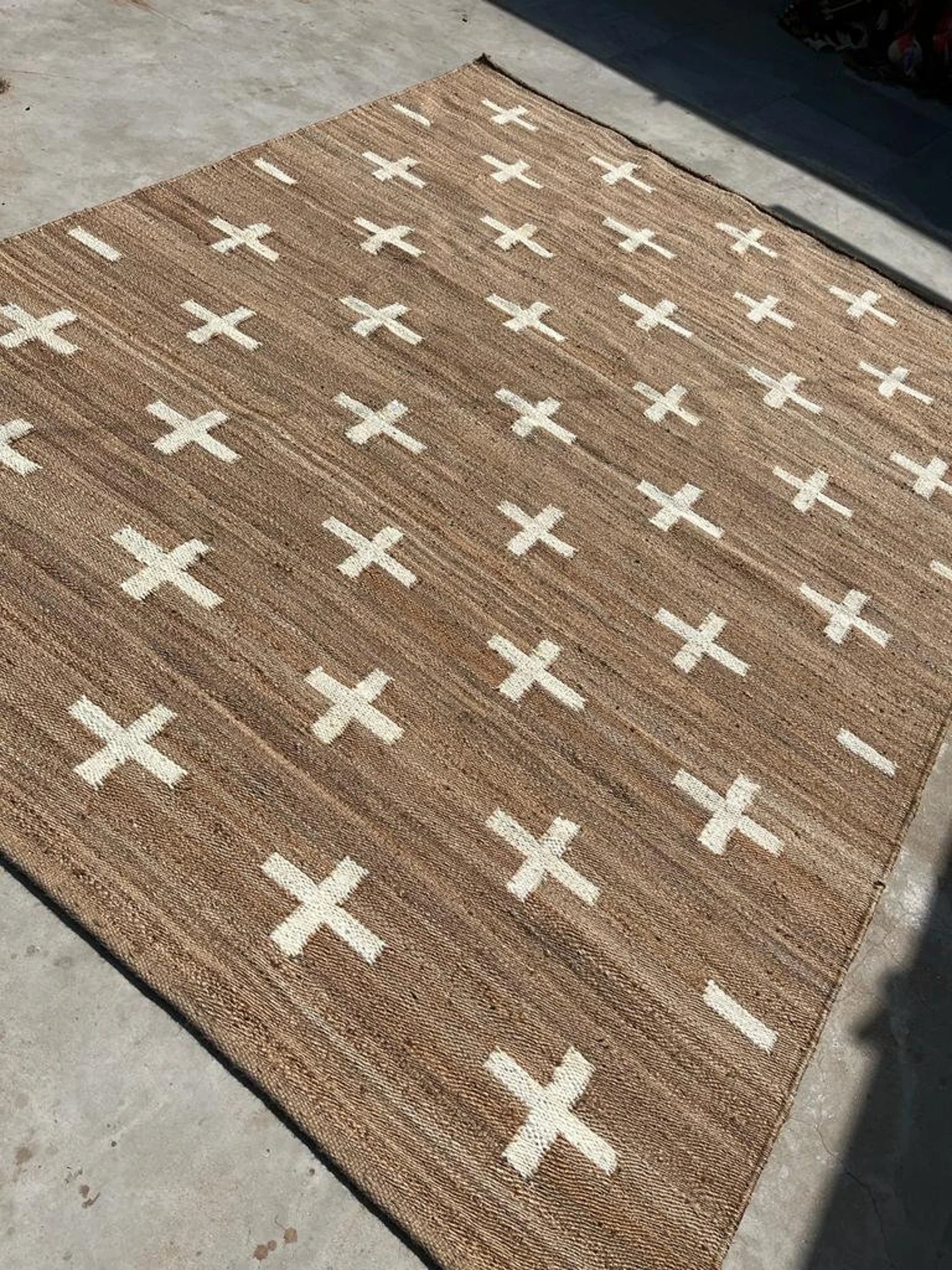 Handmade Natural Off White Hemp Jute Runner Rug