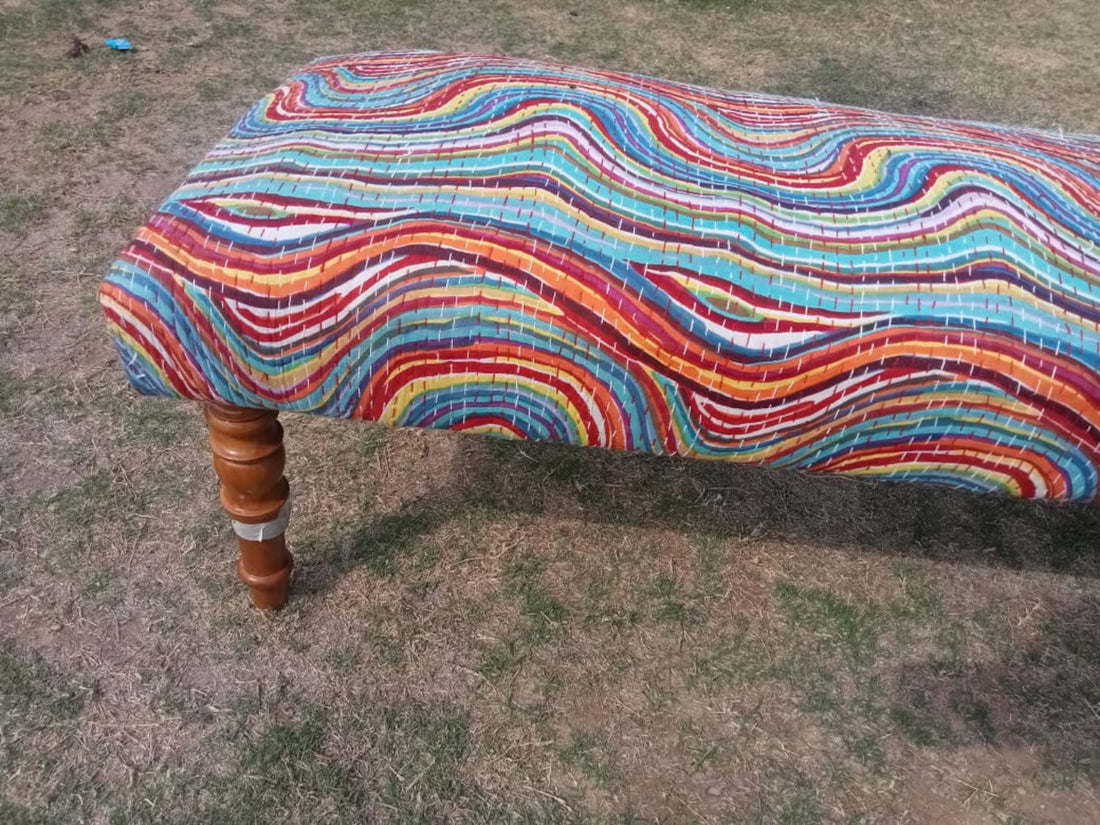 Kilim Bench – Handmade Turkish Rug Upholstered Wooden Bench