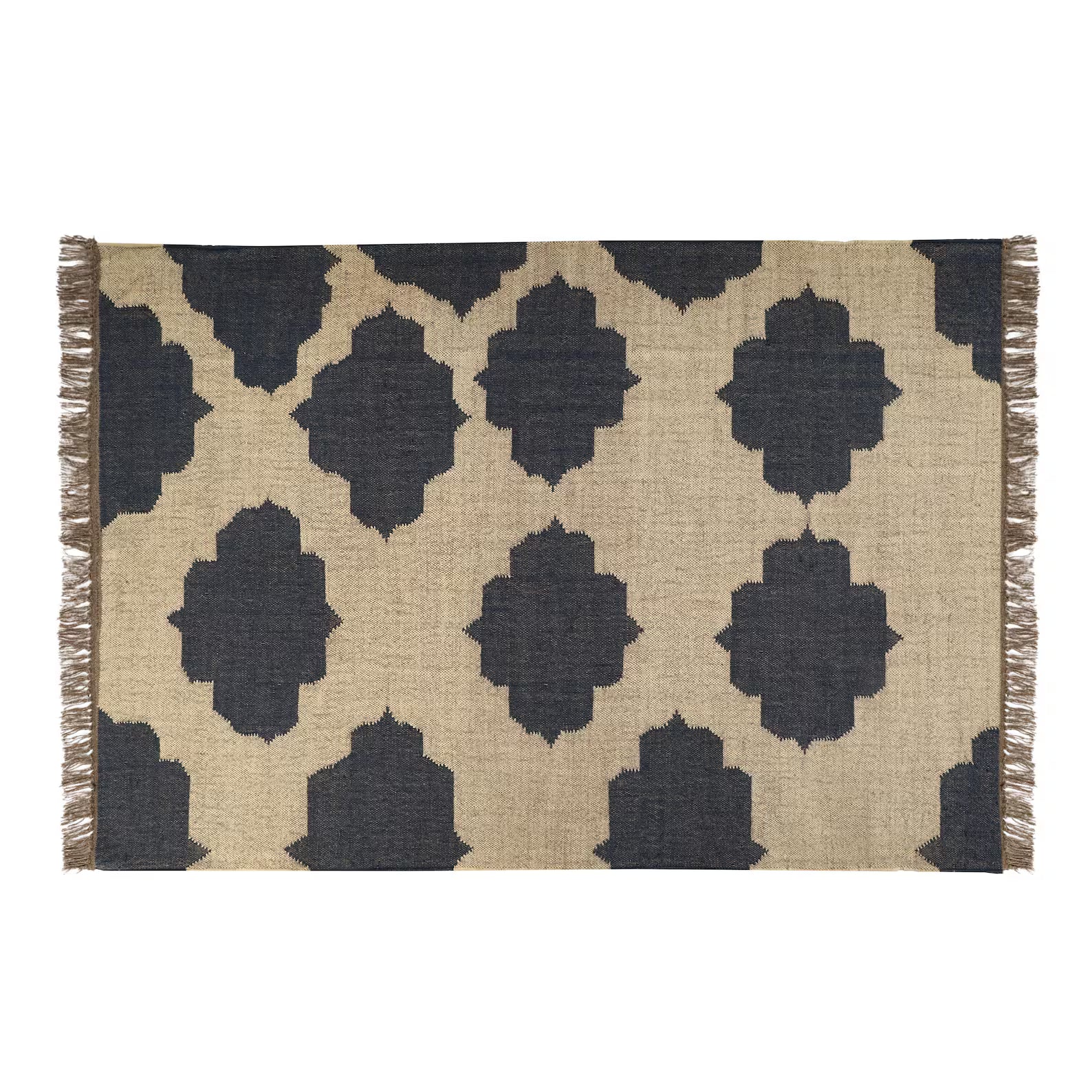 Handmade Wool & Jute Kilim Rug – Traditional Geometric Dhurrie