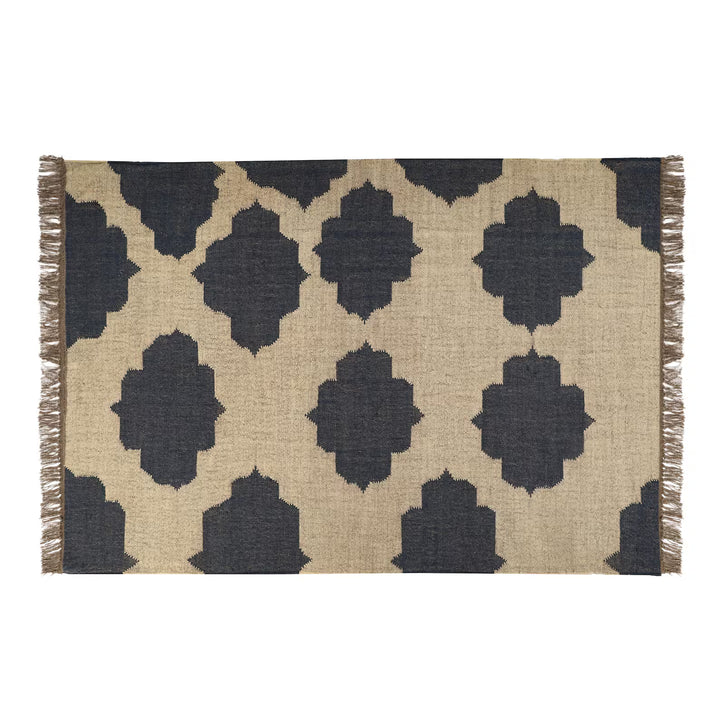 Handmade Wool & Jute Kilim Rug – Traditional Geometric Dhurrie