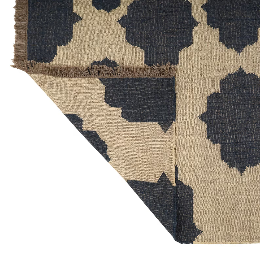 Handmade Wool & Jute Kilim Rug – Traditional Geometric Dhurrie