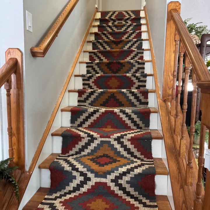 Kilim Wool Jute Runner Rug with Oriental Geometric Motifs for Hallways & Home Décor