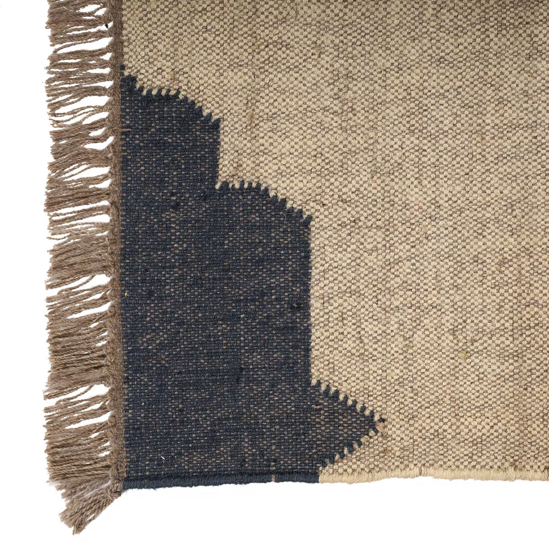 Handmade Wool & Jute Kilim Rug – Traditional Geometric Dhurrie