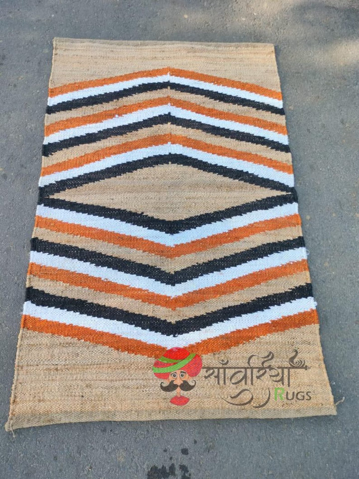 Natural and Black Jute Runner – Handmade Hemp Jute Rug