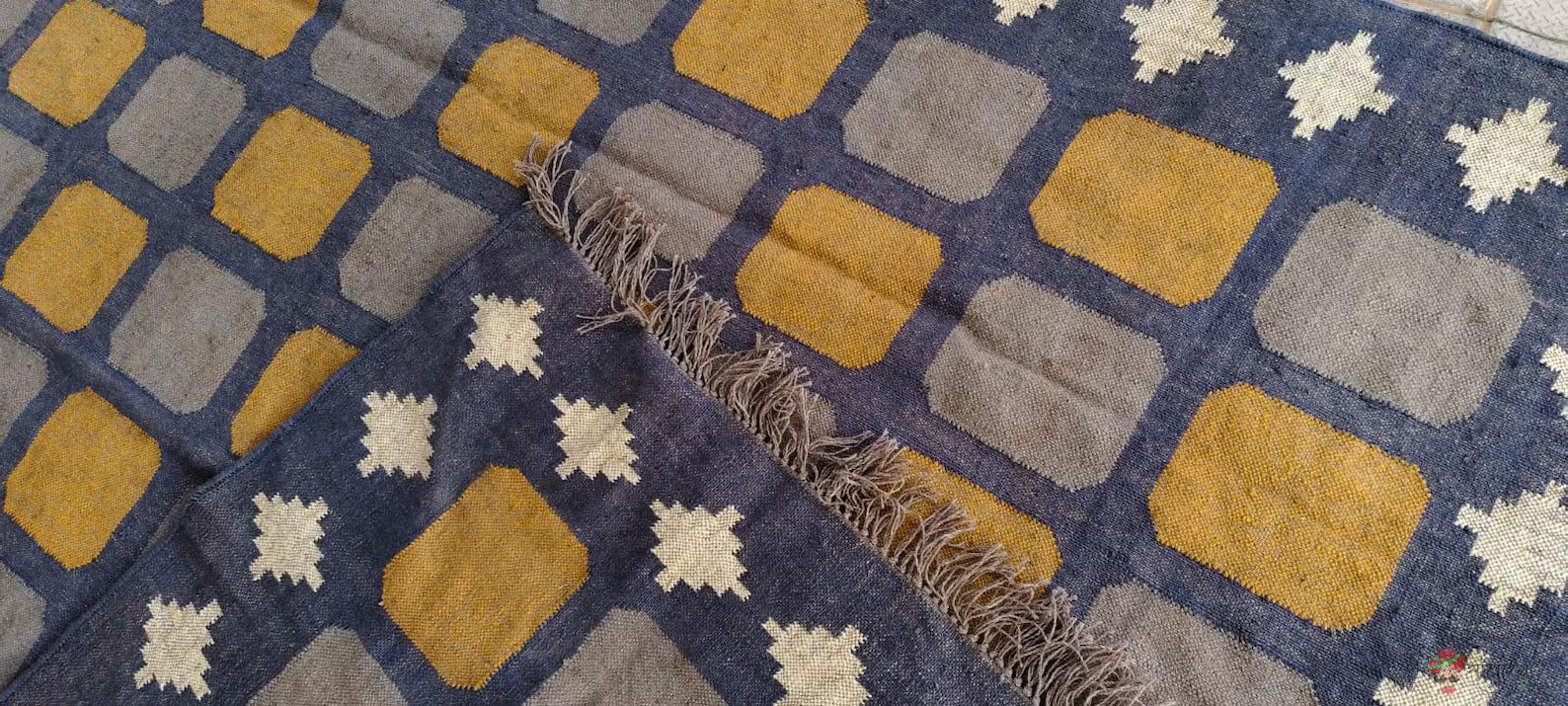 Large Handwoven Wool Jute Kilim Area Rug