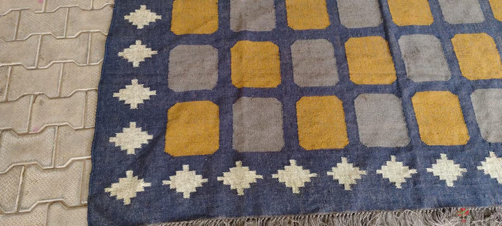 Large Handwoven Wool Jute Kilim Area Rug