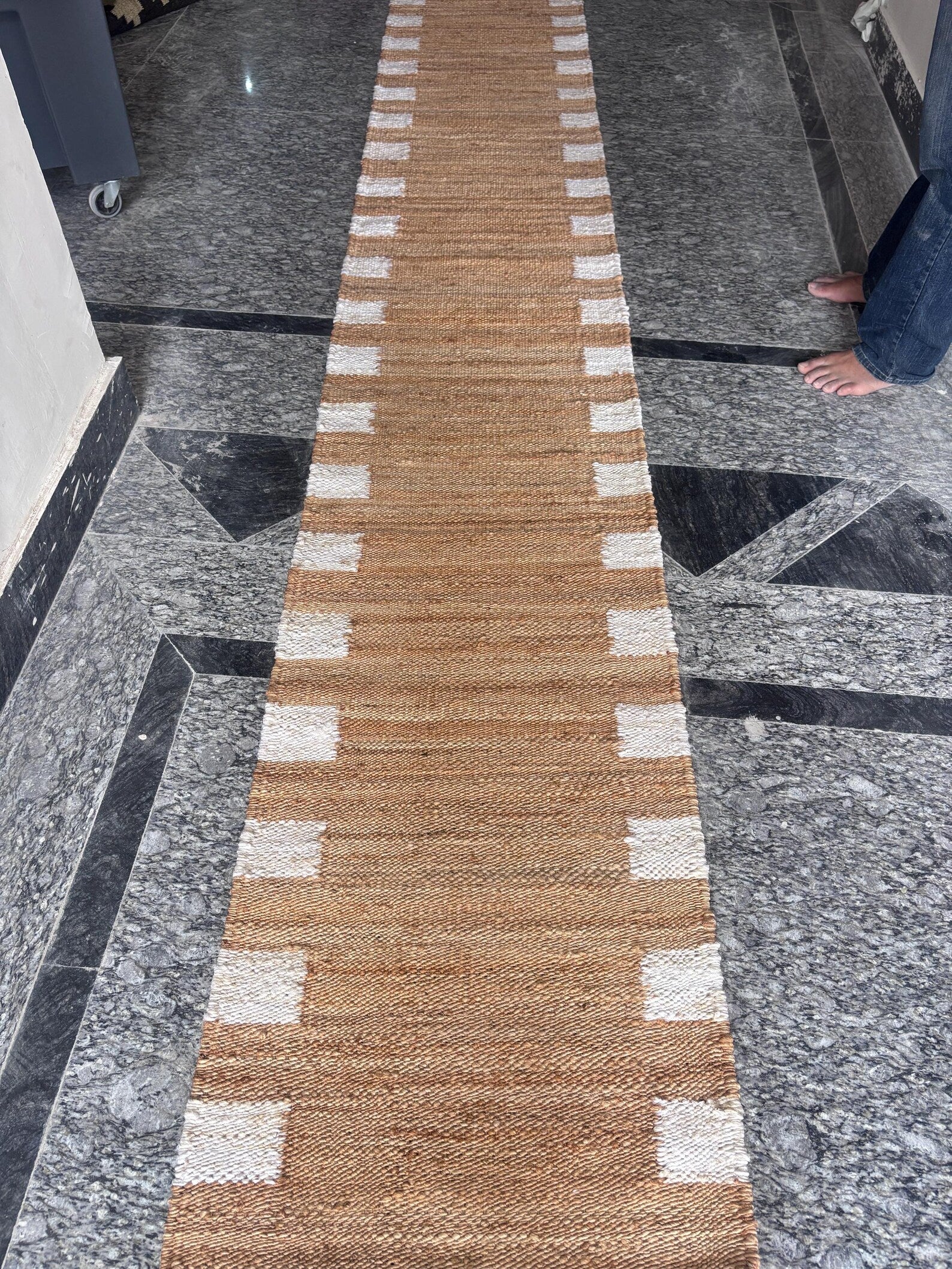 Natural White Hemp Jute Runner Rug – Handmade Hallway & Entryway Runner