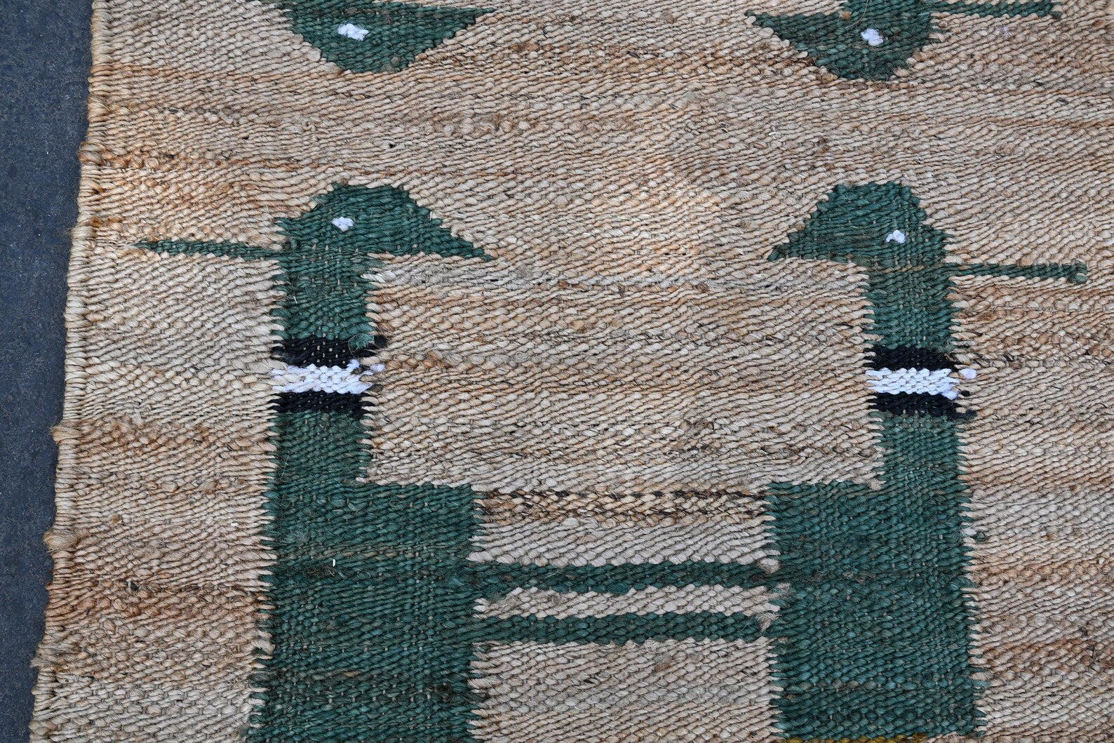 Animal Print Jute Runner Rug – Natural Vintage Hemp Floor Runner