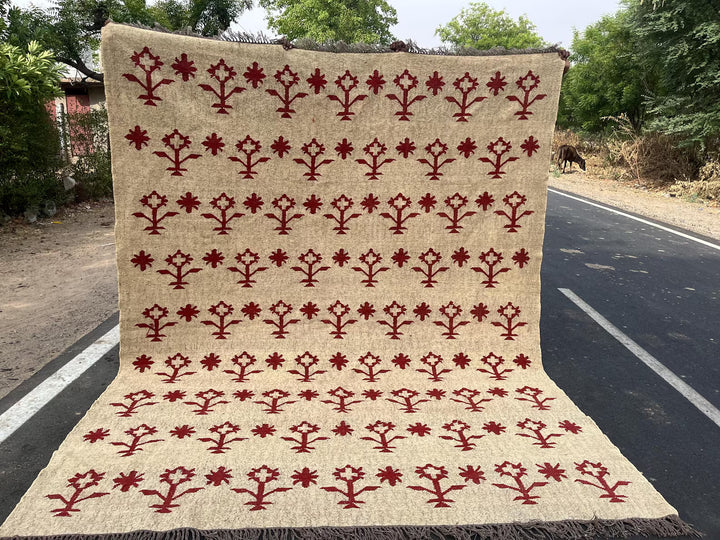 Handwoven Kilim Rug Wool Jute Dhurrie – Vibrant Bohemian Tribal Area Carpet