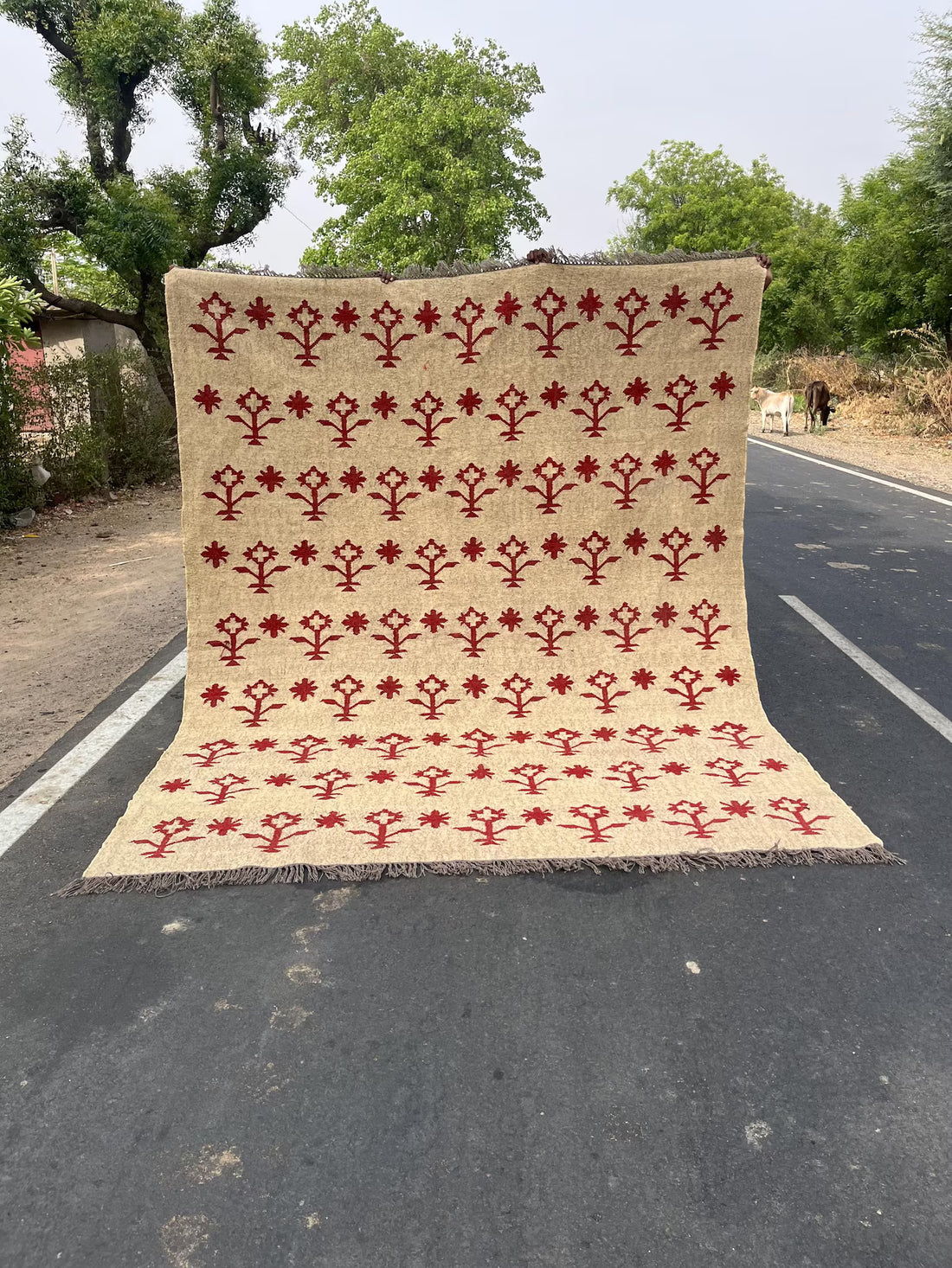 Handwoven Kilim Rug Wool Jute Dhurrie – Vibrant Bohemian Tribal Area Carpet