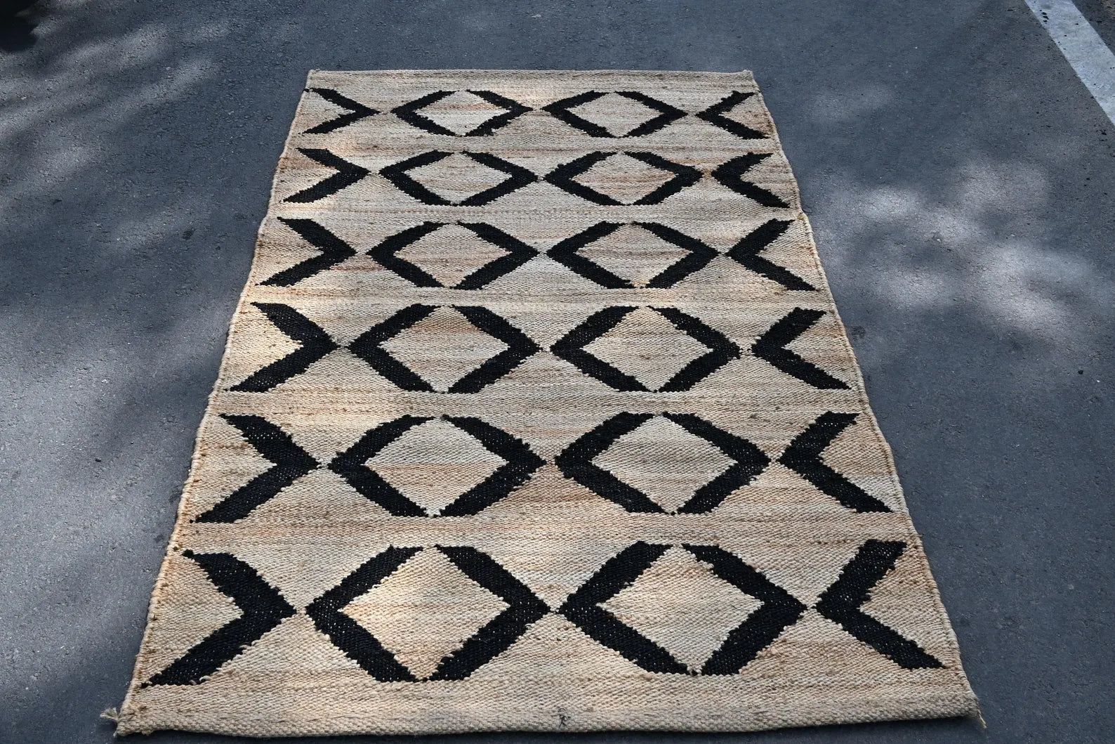 Handmade Hemp & Jute Black Cross Rug | Large Area & Runner Rug for Modern Home Decor
