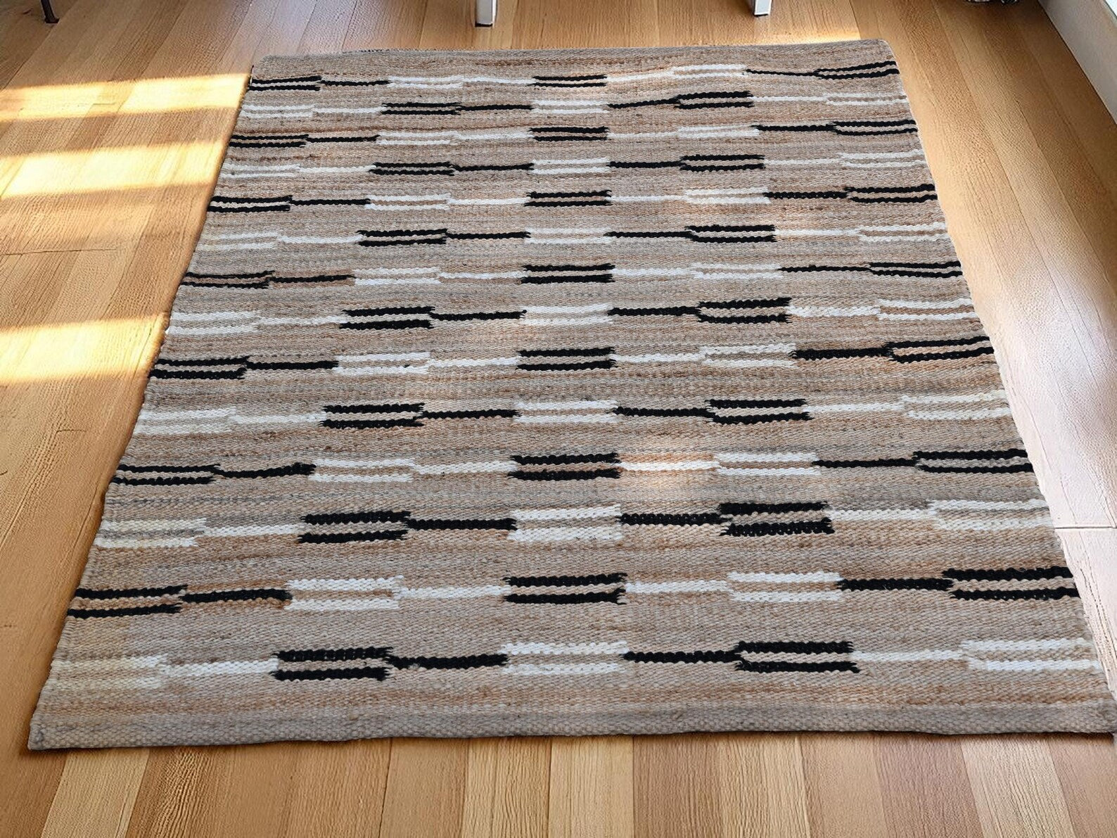 Handmade Hemp Jute Rugs – Large Black Area Rug for Home Decor