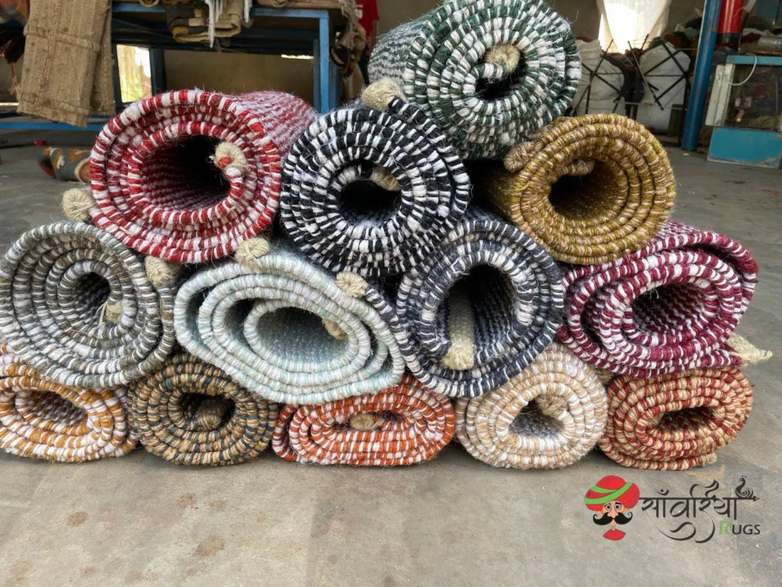 Hand Loomed Natural White Hemp Jute Runner Rug