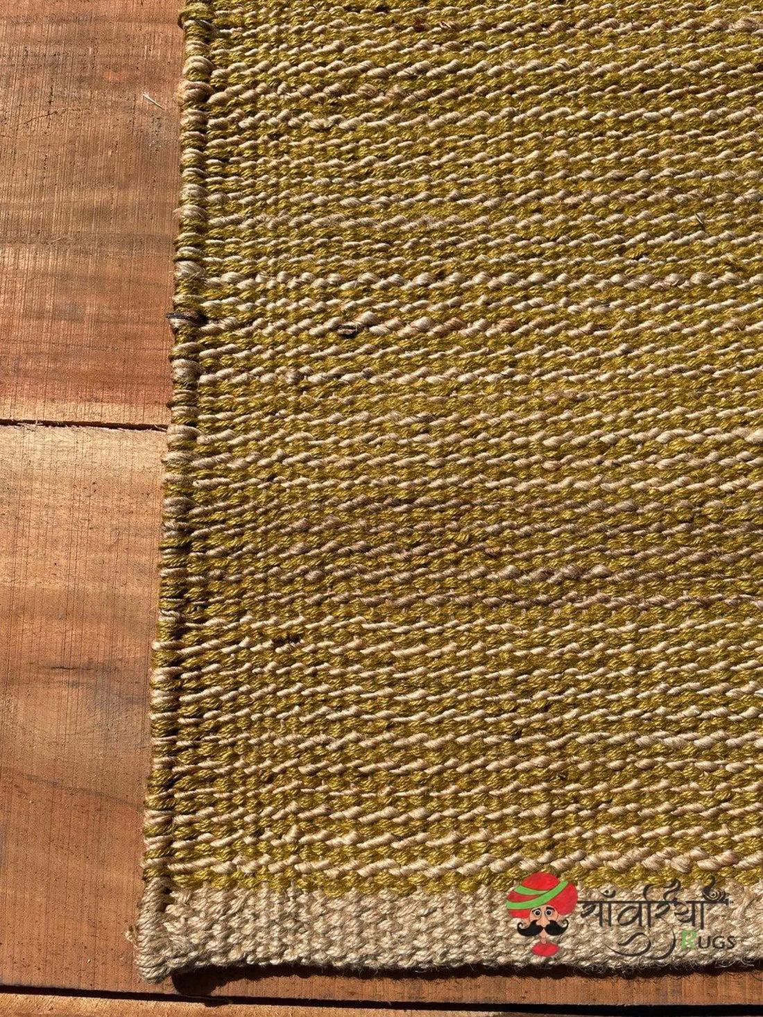Handwoven Yellow Jute Hemp Runner Rug in Natural Fiber