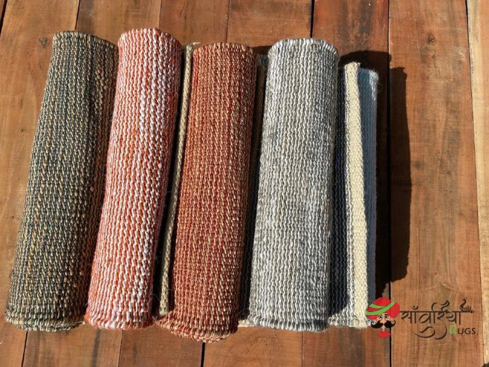 Handwoven Yellow Jute Hemp Runner Rug in Natural Fiber