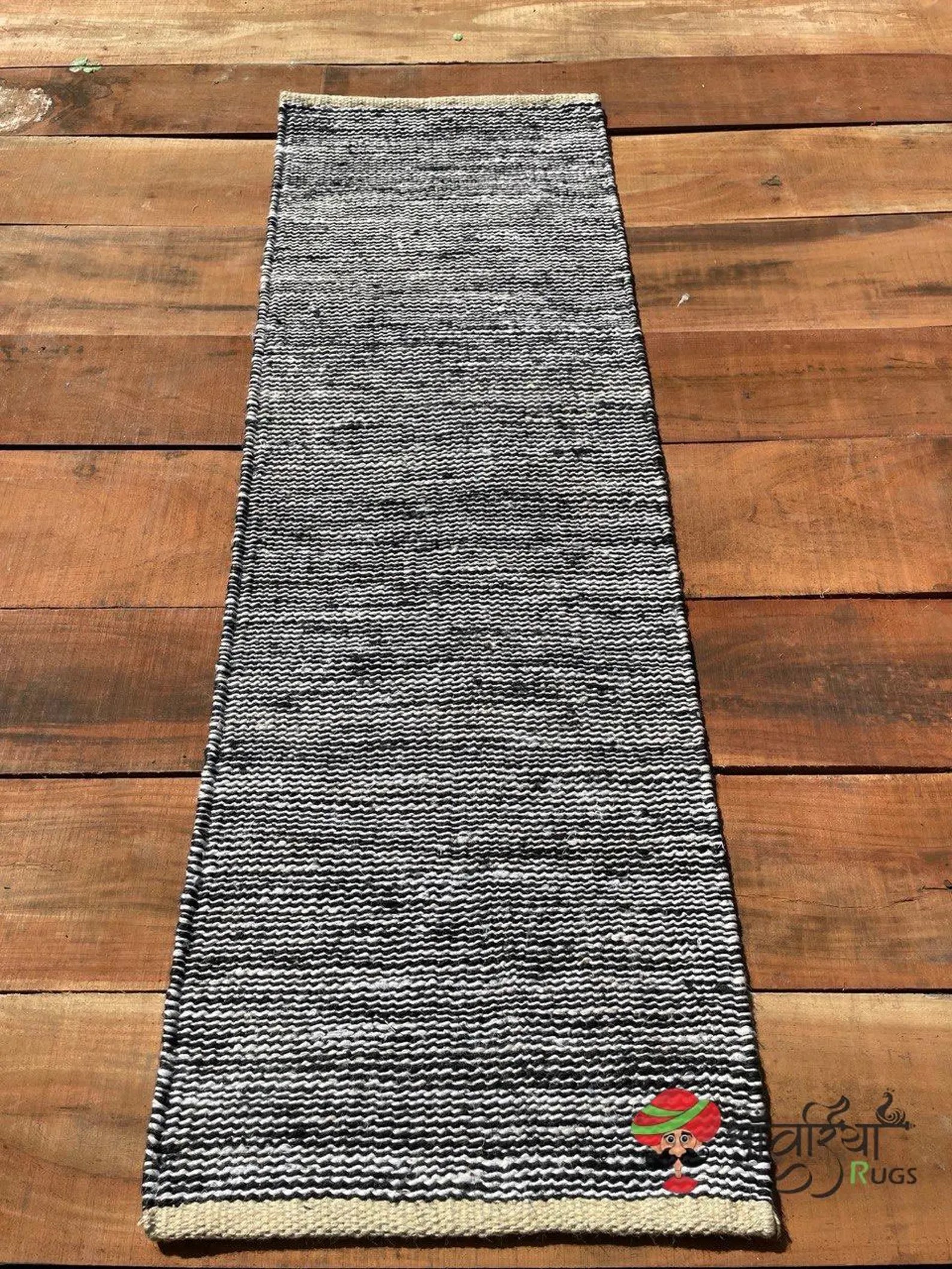 Hand Loomed Natural Yellow Hemp Jute Runner Rug