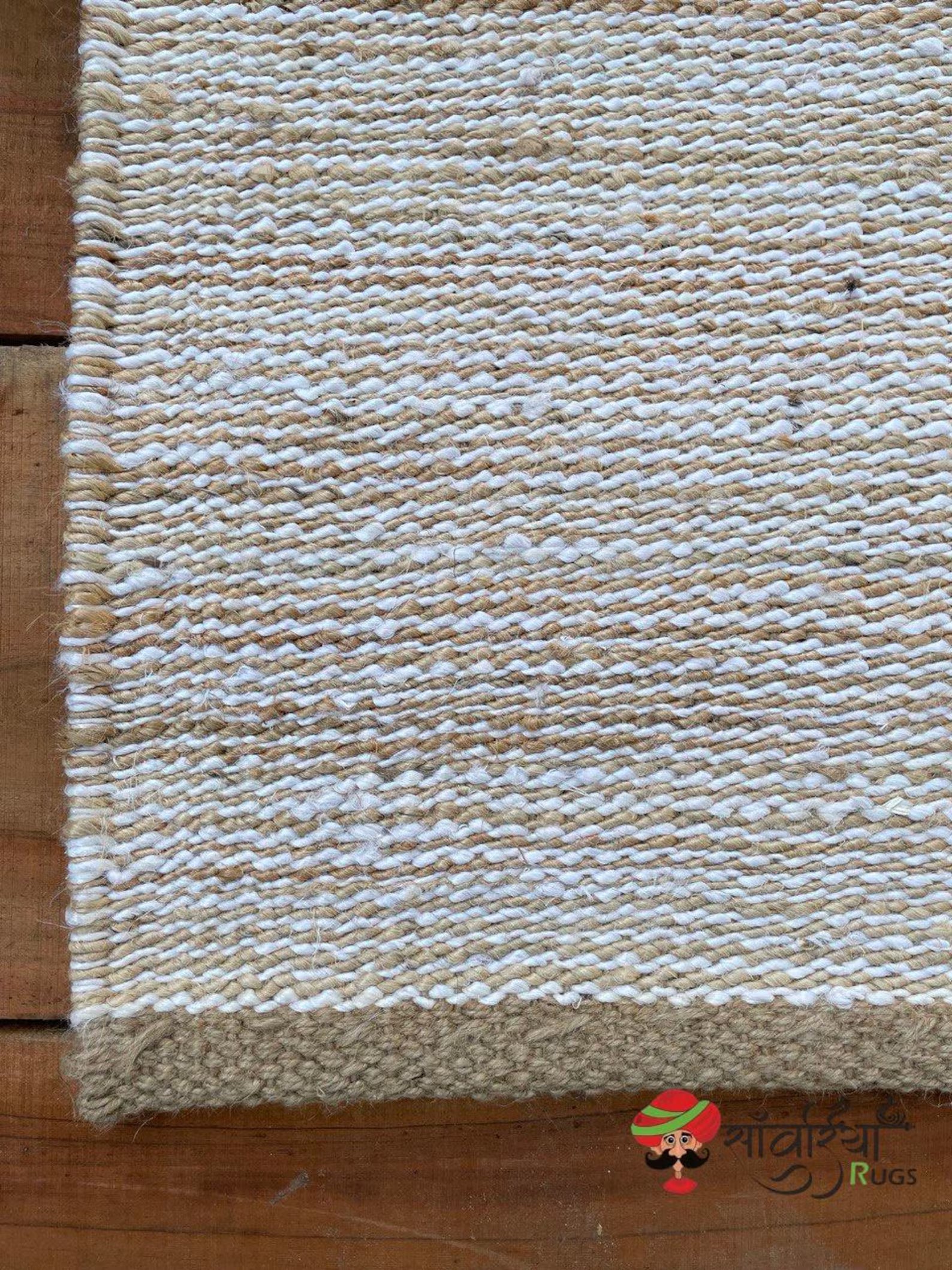 Hand Loomed Natural White Hemp Jute Runner Rug