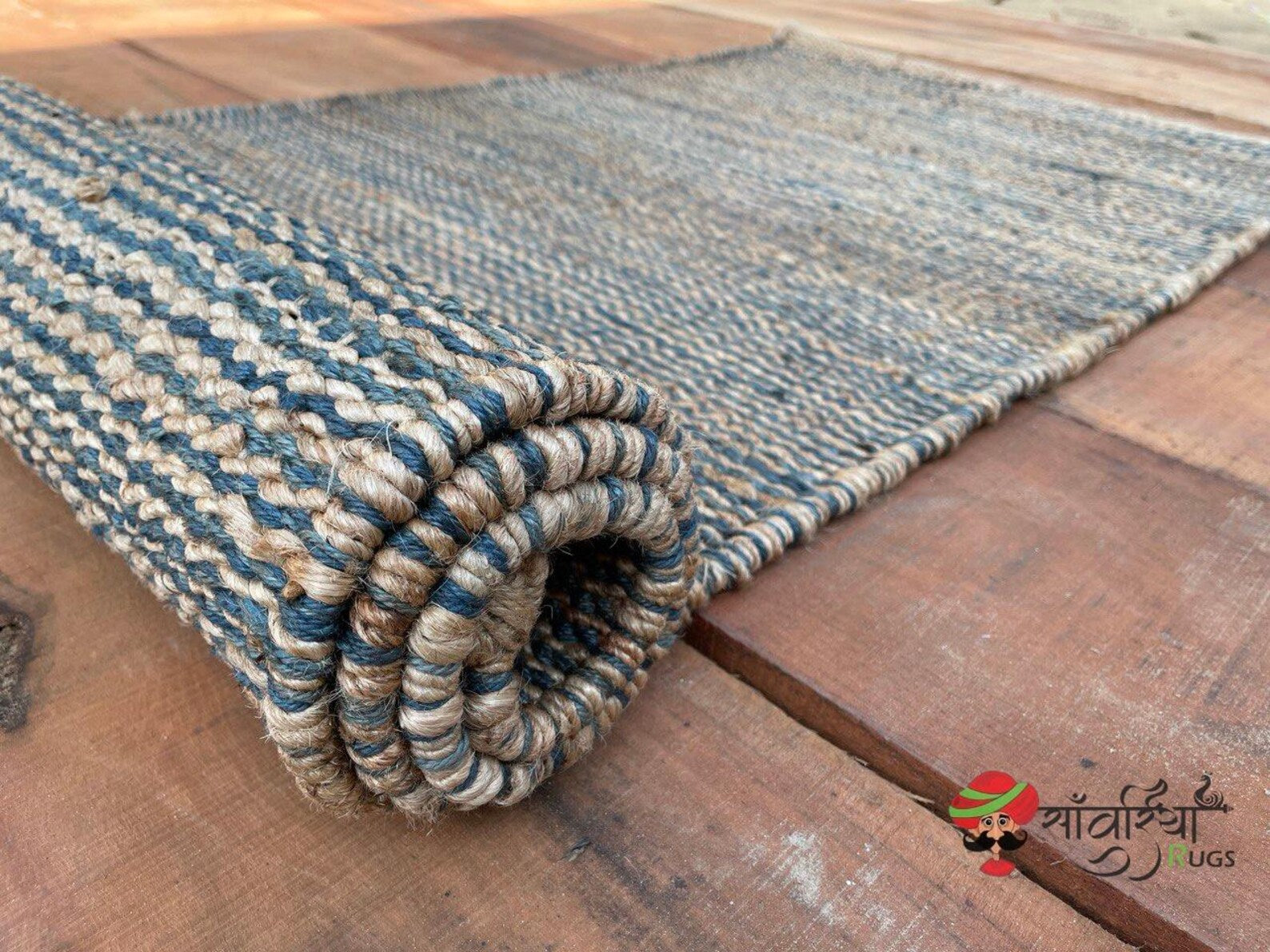 Hand Loomed Neutral Grey Jute Runner Rug in Natural Fibers