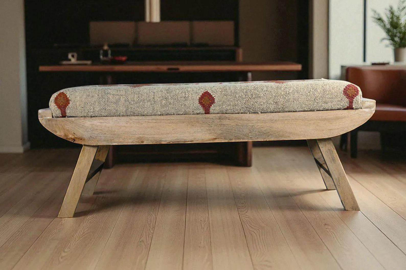 Folding Kilim Bench – Vintage Turkish Rug with Handmade Wooden Frame