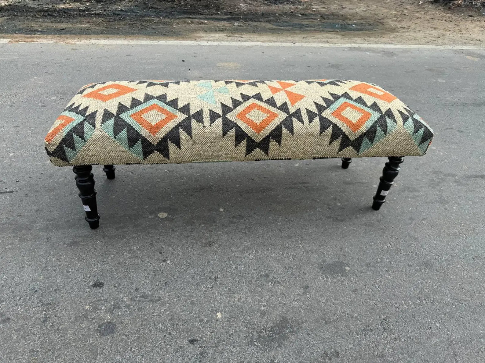 Kilim Bench Ottoman – Handmade Turkish Upholstered Accent Seating