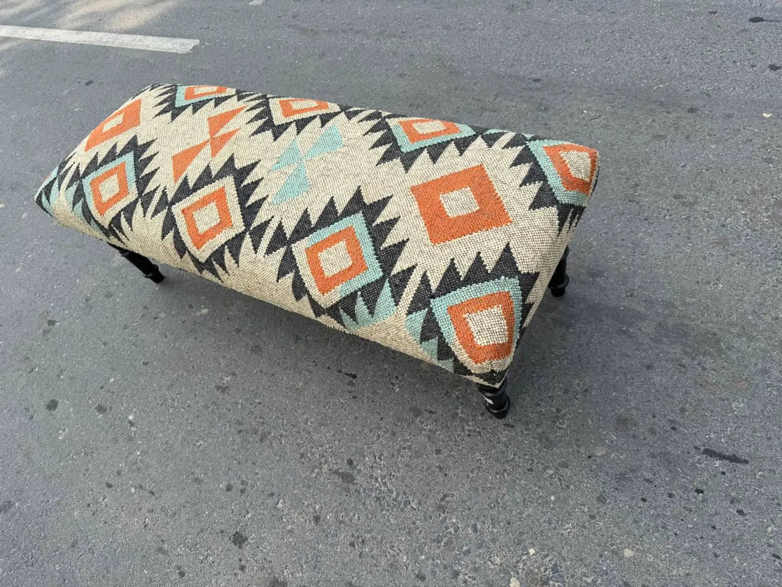 Kilim Bench Ottoman – Handmade Turkish Upholstered Accent Seating