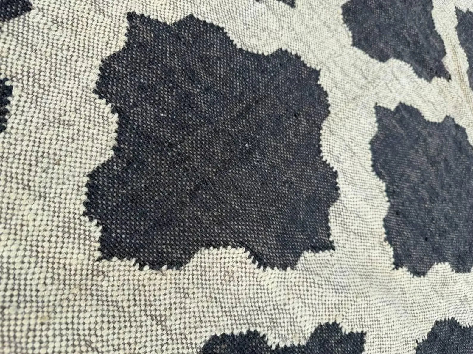 Handwoven Moroccan Wool Jute Area Rug, Reversible Black Ivory Kilim Rug, Geometric Trellis Flatweave Carpet, Boho Farmhouse Rug, Custom Size