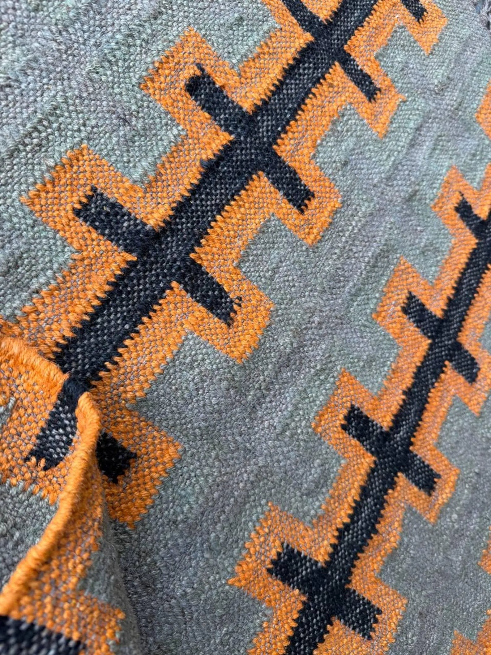Handwoven Wool Jute Kilim Rug, Modern Geometric Flatweave Area Rug, Handmade Boho Southwestern Dhurrie Carpet, Custom Size Rug