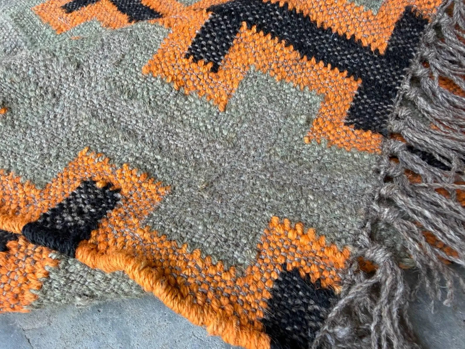 Handwoven Wool Jute Kilim Rug, Modern Geometric Flatweave Area Rug, Handmade Boho Southwestern Dhurrie Carpet, Custom Size Rug