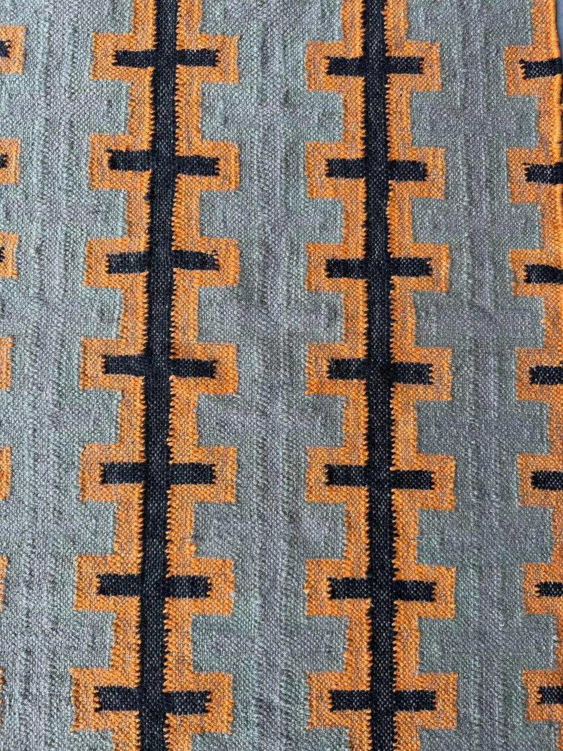 Handwoven Wool Jute Kilim Rug, Modern Geometric Flatweave Area Rug, Handmade Boho Southwestern Dhurrie Carpet, Custom Size Rug