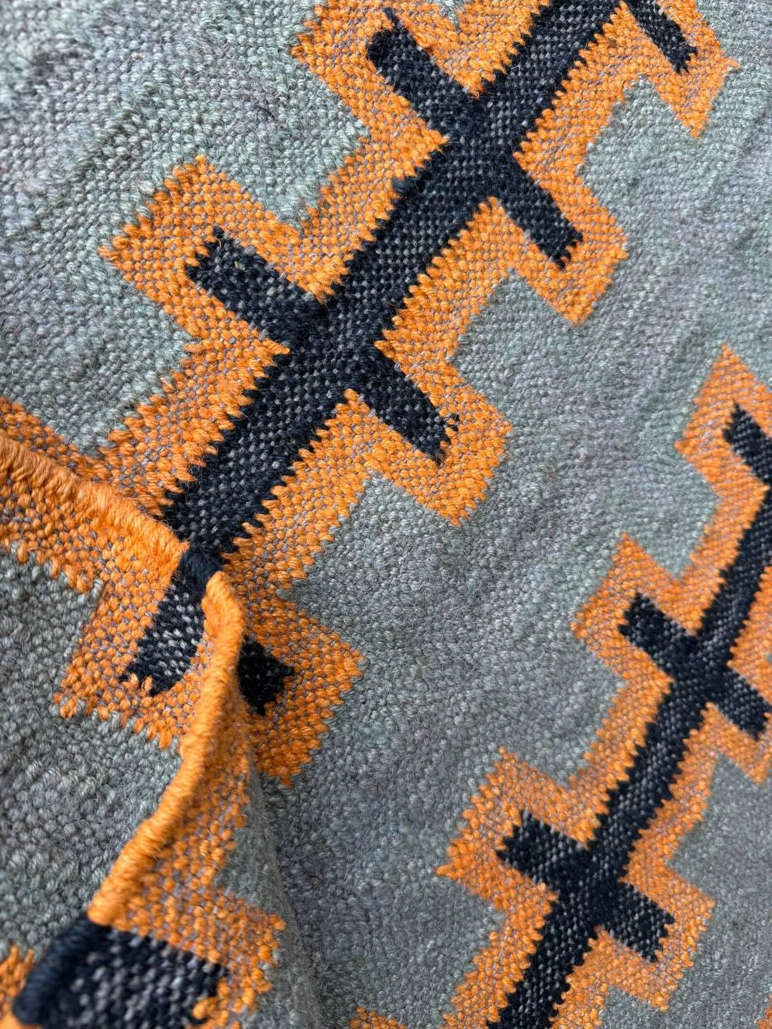 Handwoven Wool Jute Kilim Rug, Modern Geometric Flatweave Area Rug, Handmade Boho Southwestern Dhurrie Carpet, Custom Size Rug