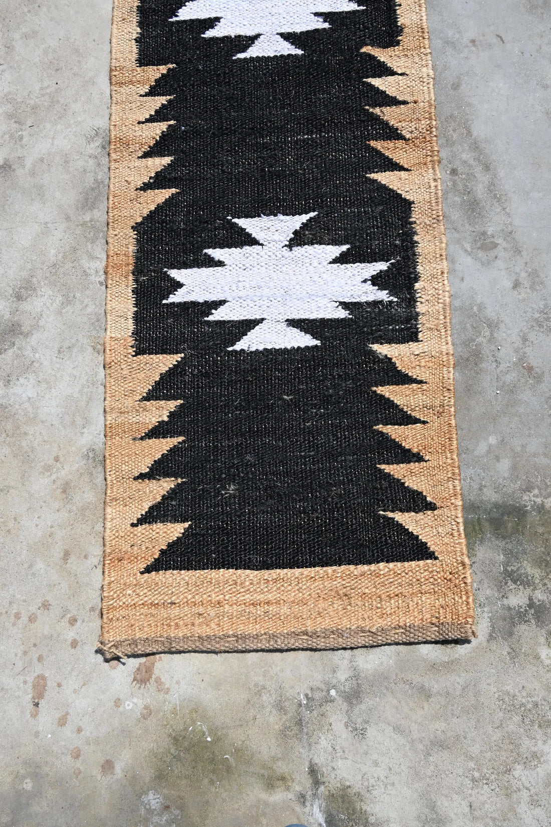 Handwoven Black White Kilim Jute Stair Runner Rug