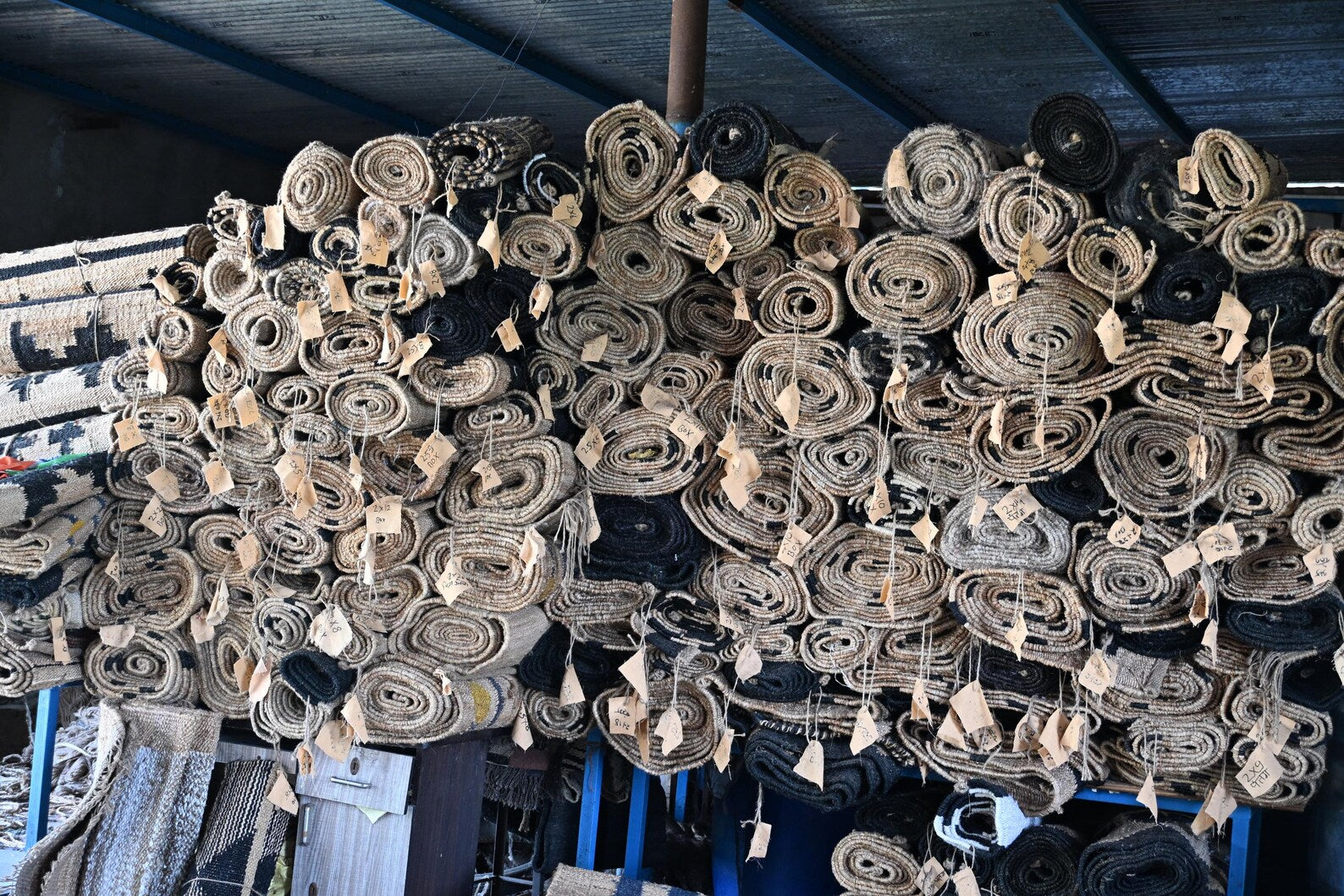 Black White Hemp Stair Runner Rug for Modern Boho Interiors
