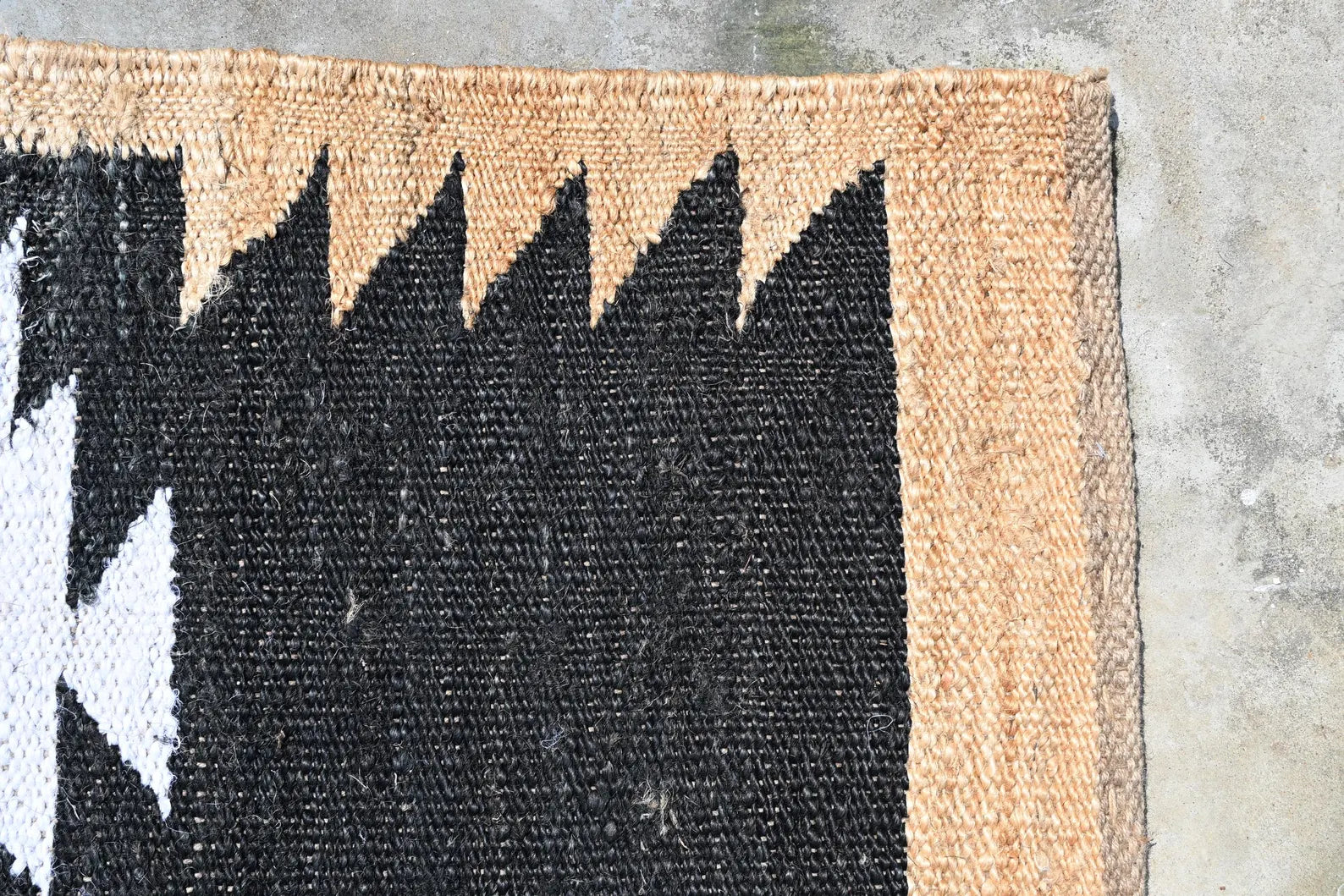 Handwoven Black White Kilim Jute Stair Runner Rug