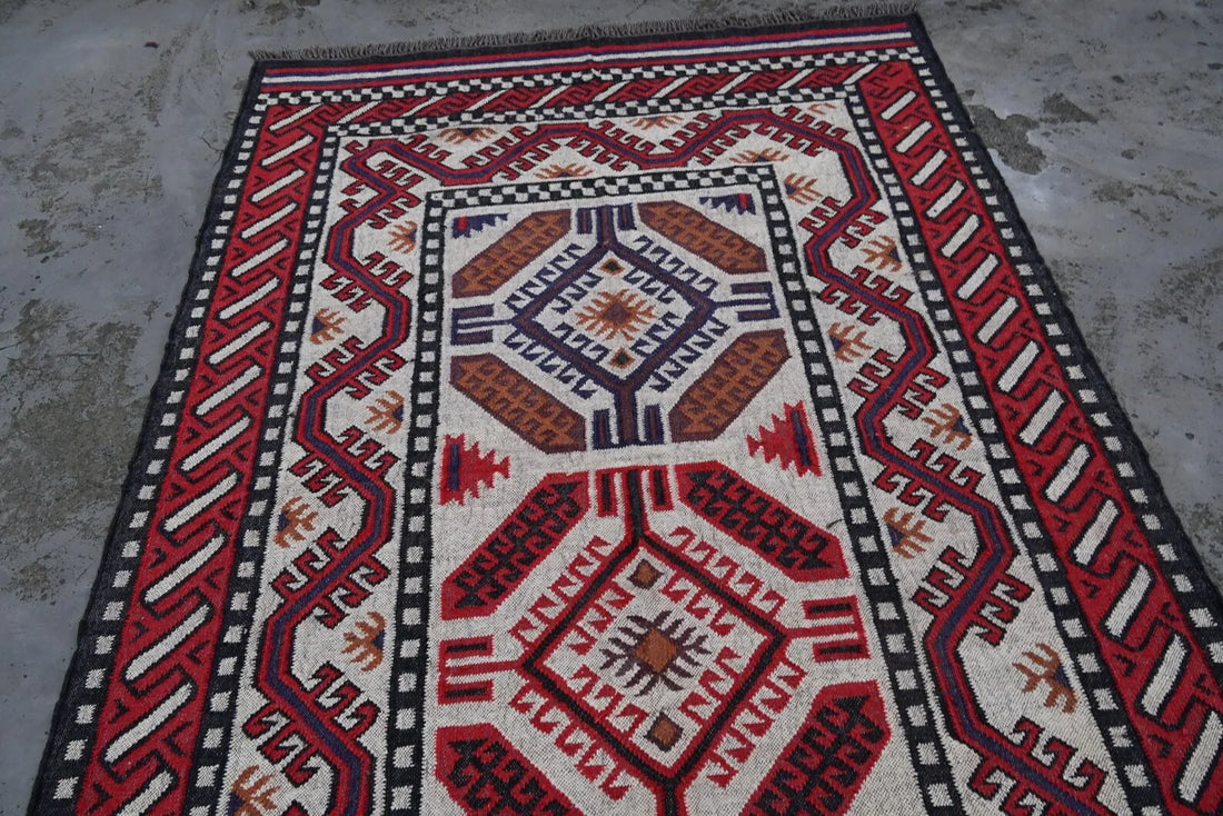 Handwoven Southwestern Wool Jute Kilim Rug – Tribal Flatweave Area Rug