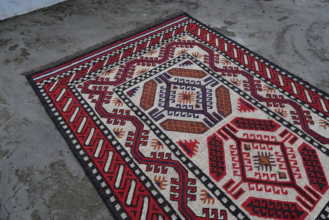 Handwoven Southwestern Wool Jute Kilim Rug – Tribal Flatweave Area Rug