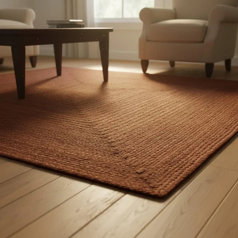 Multicolor Braided Jute Rug – Handmade Boho Natural Fiber Area Rug