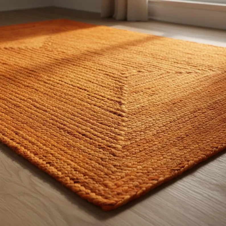 Multicolor Braided Jute Rug – Handmade Boho Natural Fiber Area Rug