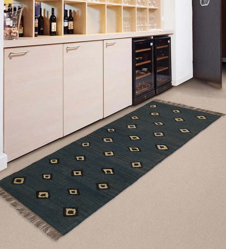 Black & White Kilim Runner Rug for Boho & Modern Interiors