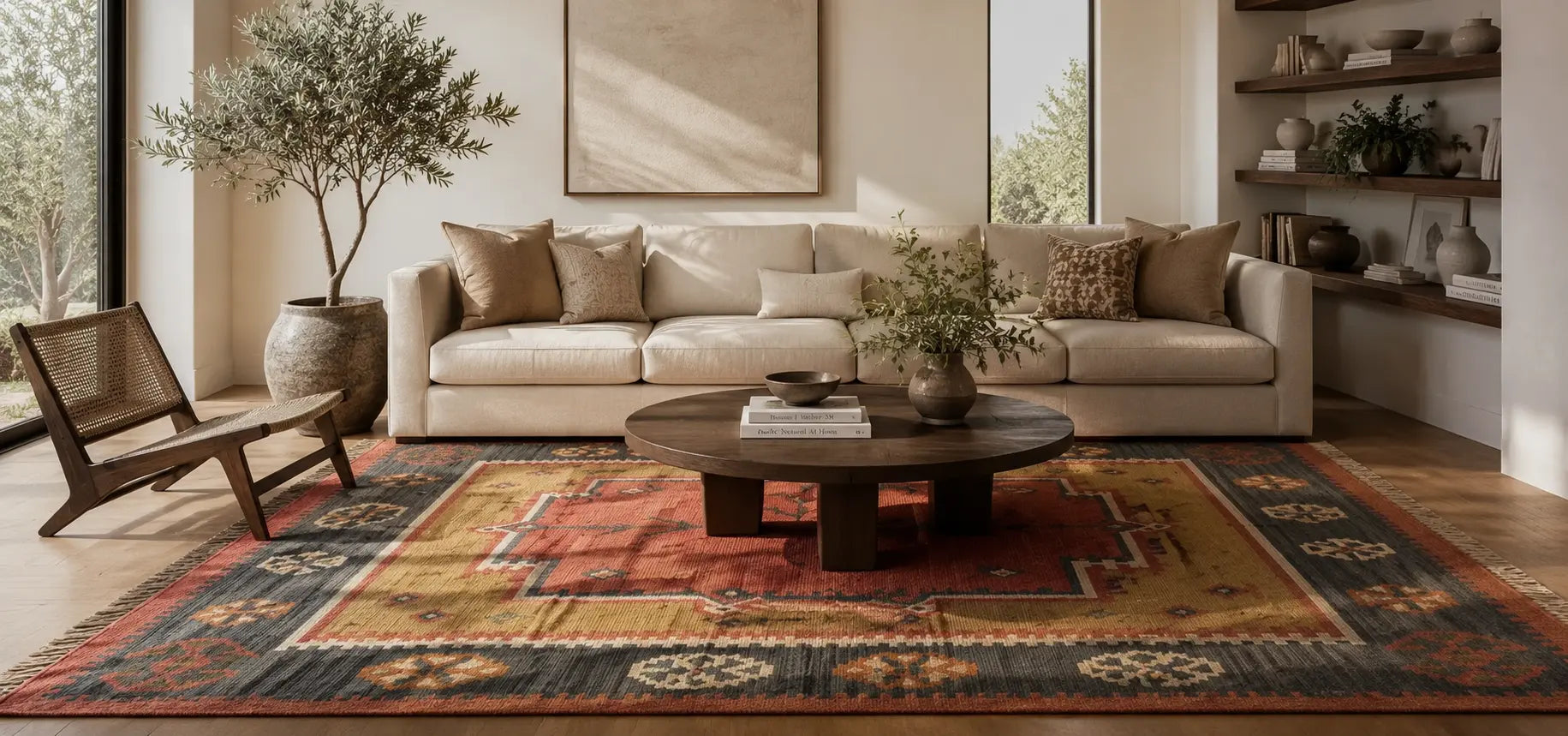 Handmade Wool Area Rug for Living Room