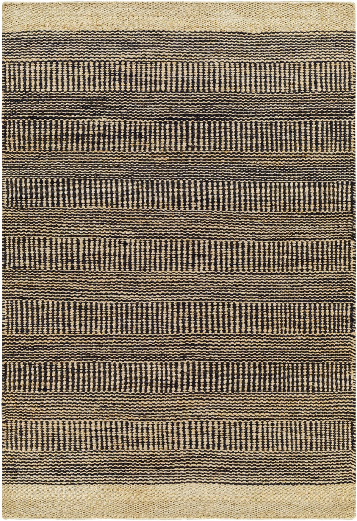 Black Textured Jute Flatweave Area Rug