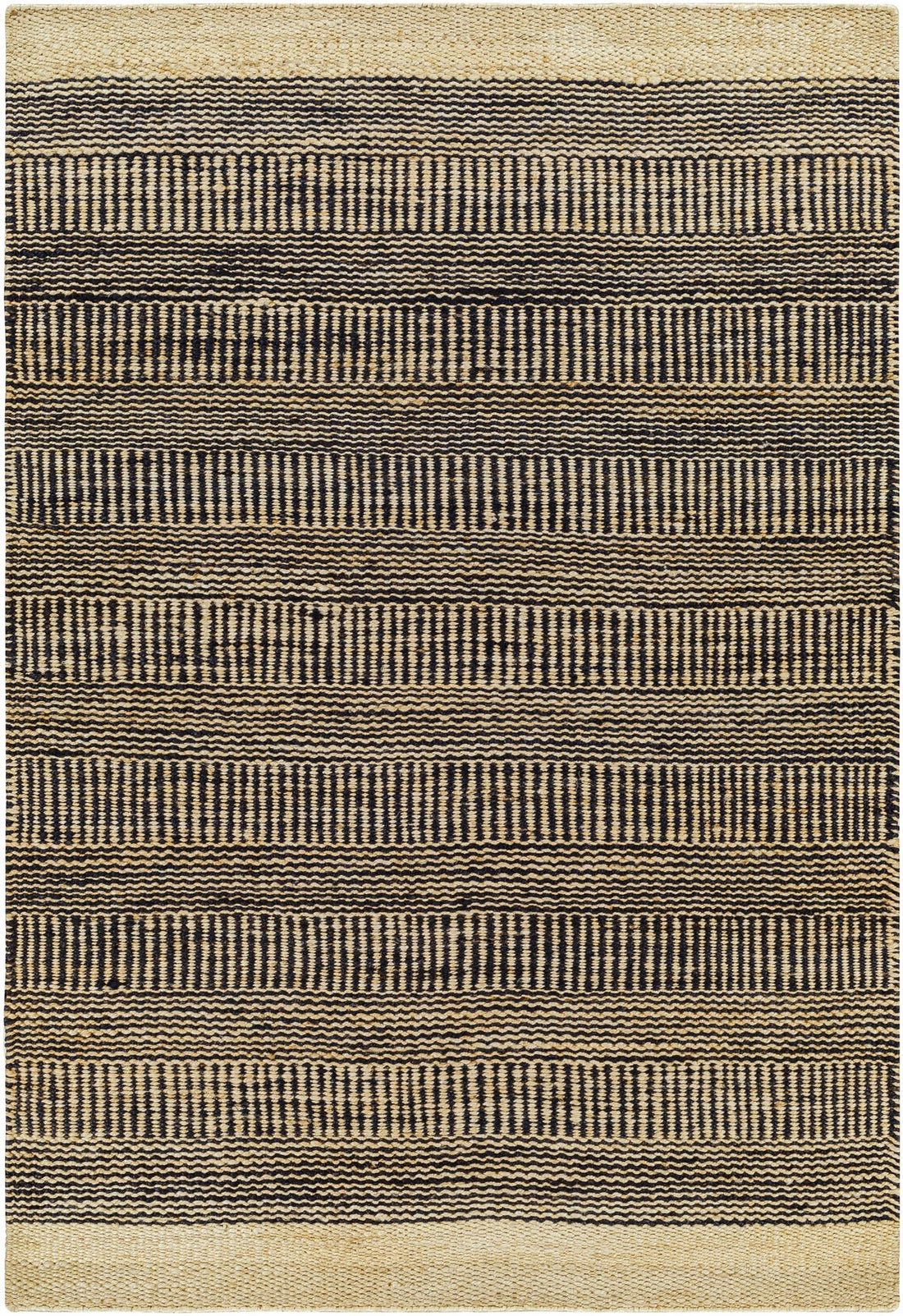 Black Textured Jute Flatweave Area Rug