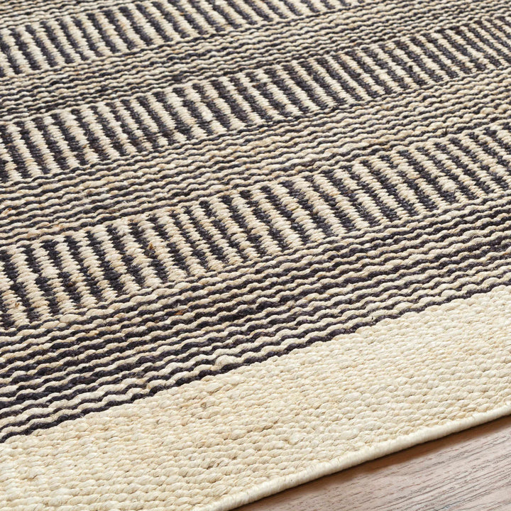 Black Textured Jute Flatweave Area Rug